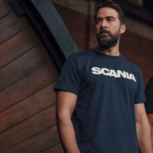 Scania Men's Navy Basic Wordmark T-Shirt Fashion