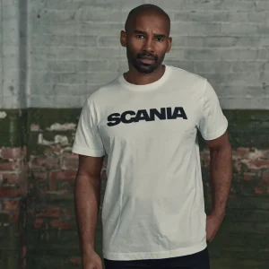 Scania Men's White Basic Wordmark T-Shirt Cheap