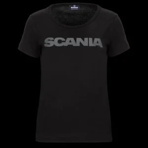 Scania Women's Black Basic Wordmark T-Shirt Fashion