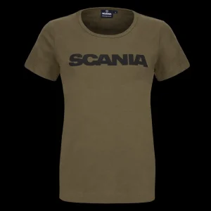Scania Women's Olive Basic Wordmark T-Shirt Cheap